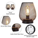 Set of 2 Medium Battery Powered Outdoor lantern, Cordless Metal Lamp with LED Edison Bulb