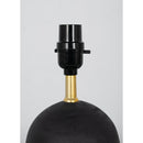 Mini Black Wood Ball Table Lamp with White Fabric Shade