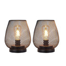 Set of 2 Medium Battery Powered Outdoor lantern, Cordless Metal Lamp with LED Edison Bulb